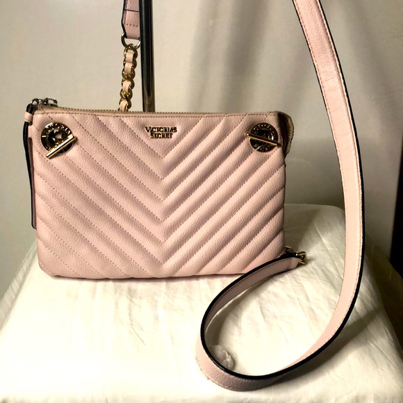 PINK Victoria's Secret Peach Velour Sequin Gold Chain Strap Shoulder Bag Size XS main image 0